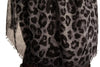 Grey Leopard Print Large Scarf