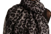 Grey Leopard Print Large Scarf