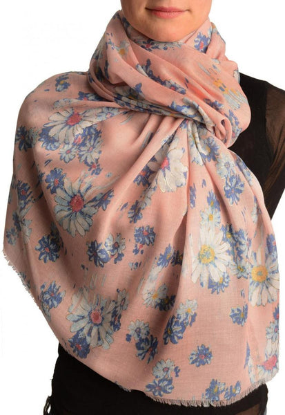 Tea Rose With Gold Trim Daisies Scarf
