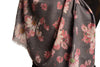 Slate Grey With Gold Trim Daisies Scarf