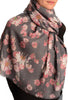 Slate Grey With Gold Trim Daisies Scarf