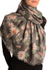 Grey With Gold Trim Daisies Scarf