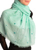 Mint Green Beaded Crinkled Scarf