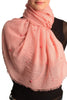 Salmon Pink Beaded Crinkled Scarf