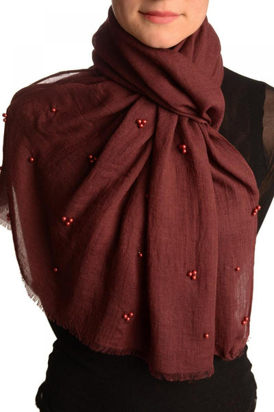 Burgundy Beaded Crinkled Scarf