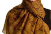 Large Floral Printed Lace On Mustard Brown