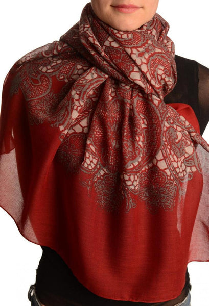 Large Floral Printed Lace On Red