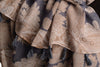 White & Brown Paisley On Blue Scarf With Tassels