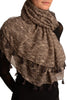 Small Geometrical Print On Grey Scarf With Tassels