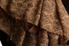 Small Geometrical Print On Brown Scarf With Tassels
