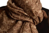 Small Geometrical Print On Brown Scarf With Tassels