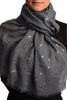 Red Gold Printed Dragonfly On Slate Grey Scarf