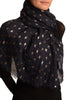 Red Gold Printed Swallows On Oxford Blue Scarf