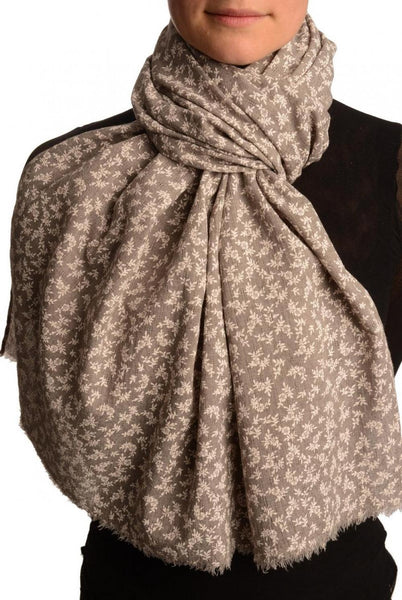 Small White Flowers On Textured Grey Scarf
