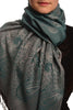 Small Paisley On Teal Blue Pashmina With Tassels