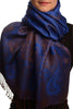 Small Paisley On Persian Blue Pashmina With Tassels