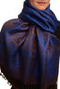 Small Paisley On Persian Blue Pashmina With Tassels