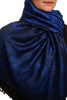 Small Paisley On Medium Blue Pashmina With Tassels