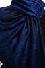 Small Paisley On Medium Blue Pashmina With Tassels