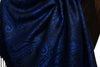 Small Paisley On Medium Blue Pashmina With Tassels