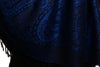Small Paisley On Medium Blue Pashmina With Tassels
