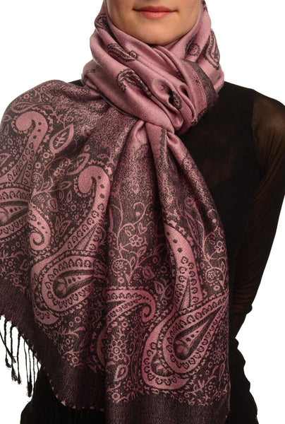 Small Paisley On Thulian Pink Pashmina With Tassels