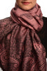 Small Paisley On Puce Pink Pashmina With Tassels