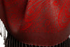 Small Paisley On Red Pashmina With Tassels