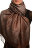 Small Paisley On Brown Pashmina With Tassels