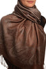 Small Paisley On Brown Pashmina With Tassels