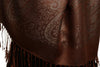 Small Paisley On Brown Pashmina With Tassels