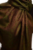 Small Paisley On Olive Green Pashmina With Tassels