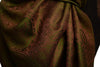 Small Paisley On Olive Green Pashmina With Tassels
