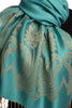 Large Paisley On Sky Blue Pashmina With Tassels