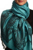 Large Paisley On Bondi Blue Pashmina With Tassels