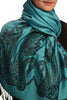 Large Paisley On Bondi Blue Pashmina With Tassels