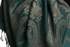 Large Paisley On Teal Blue Pashmina With Tassels