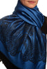 Large Paisley On Oxford Blue Pashmina With Tassels