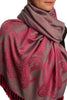 Large Paisley On Pink Grey Pashmina With Tassels