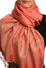 Large Paisley On Coral Pink Pashmina With Tassels