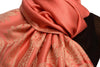 Large Paisley On Coral Pink Pashmina With Tassels