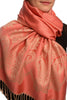 Large Paisley On Coral Pink Pashmina With Tassels