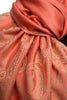 Large Paisley On Coral Pink Pashmina With Tassels