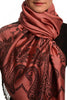 Large Paisley On Chestnut Pink Pashmina With Tassels