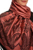 Large Paisley On Chestnut Pink Pashmina With Tassels