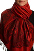 Large Paisley On Dark Red Pashmina With Tassels