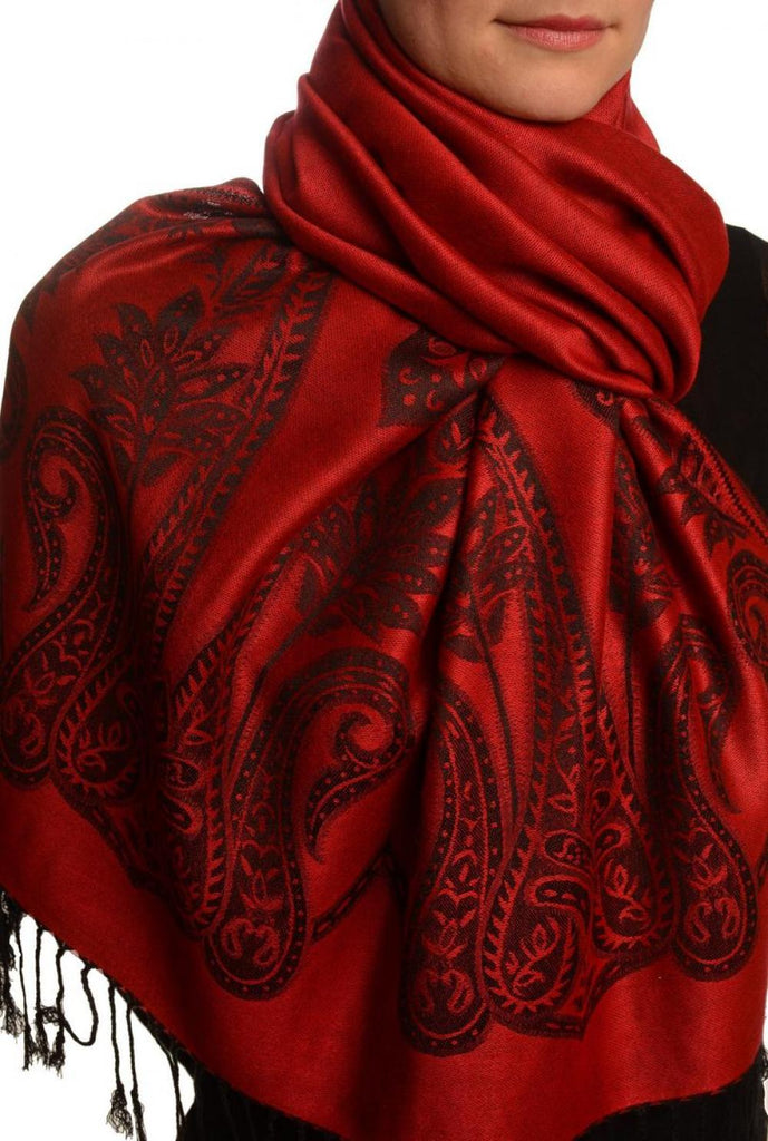 LissKiss Puce Pink Large Paisley On Grey Pashmina Feel - Scarf at