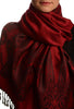 Large Paisley On Burgundy Red Pashmina With Tassels