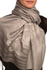Rising Sun On Silver Grey Pashmina With Tassels