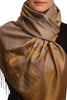 Rising Sun On Brown Grey Pashmina With Tassels
